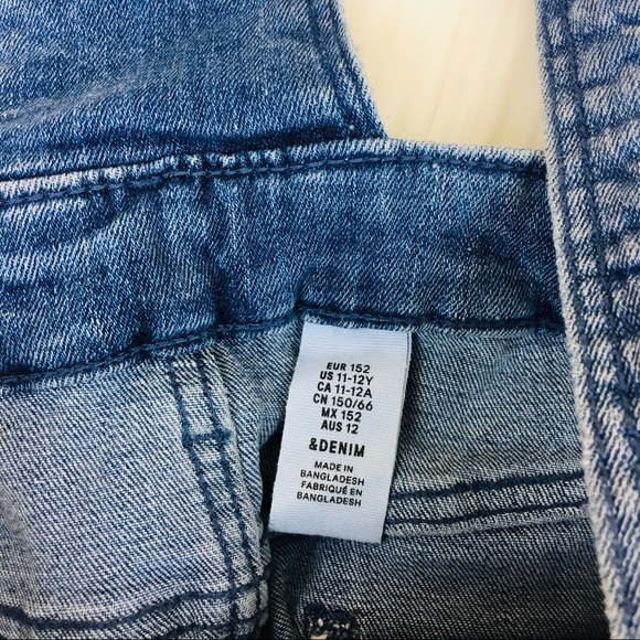 H&M Distressed Denim Overalls Size 11-12 - Picture 6 of 7